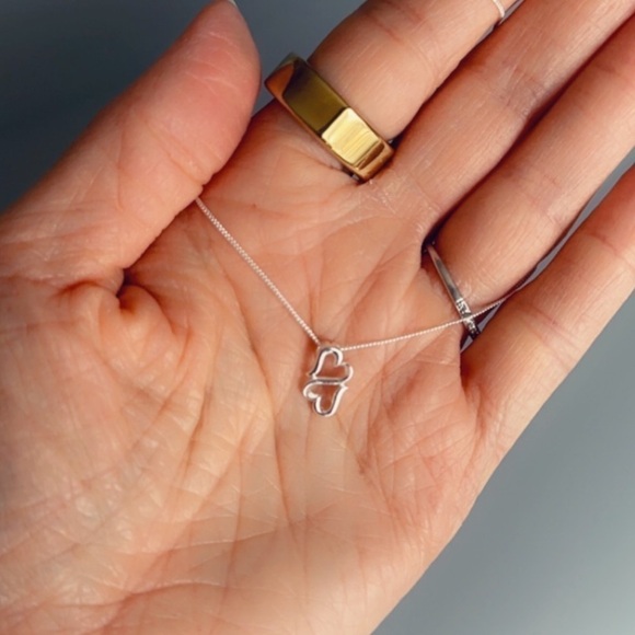 Sterling Silver Double Heart Necklace - Picture 11 of 12